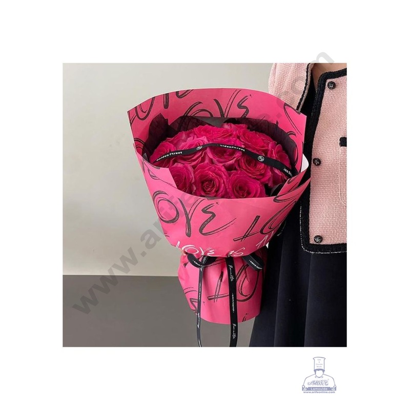 Premium Love Print Korean Wrapping Sheet | Premium Flower Wrapper - CAKE DECOR