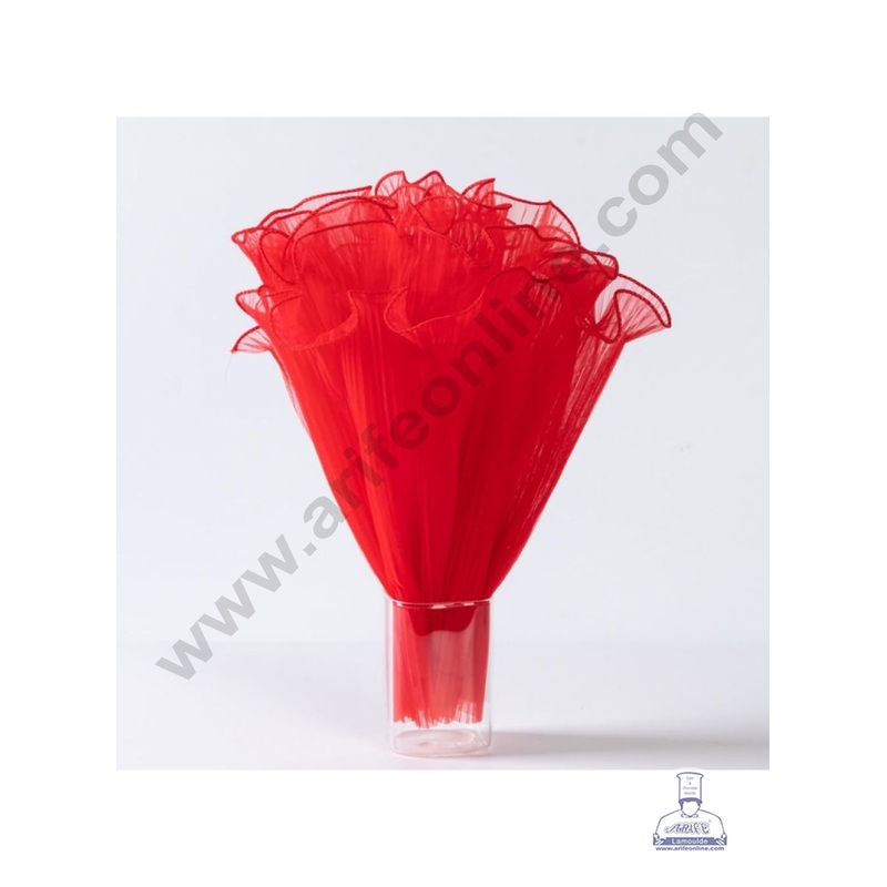 Red Wrinkled Flower Wave Wrapping Mesh - CAKE DECOR