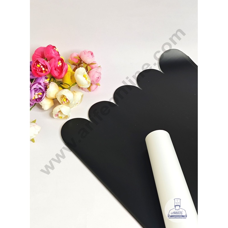 Unique Rose Petal Scallop Design  Korean Wrapping Sheet | Premium Flower Wrapper (Black & White )- CAKE DECOR
