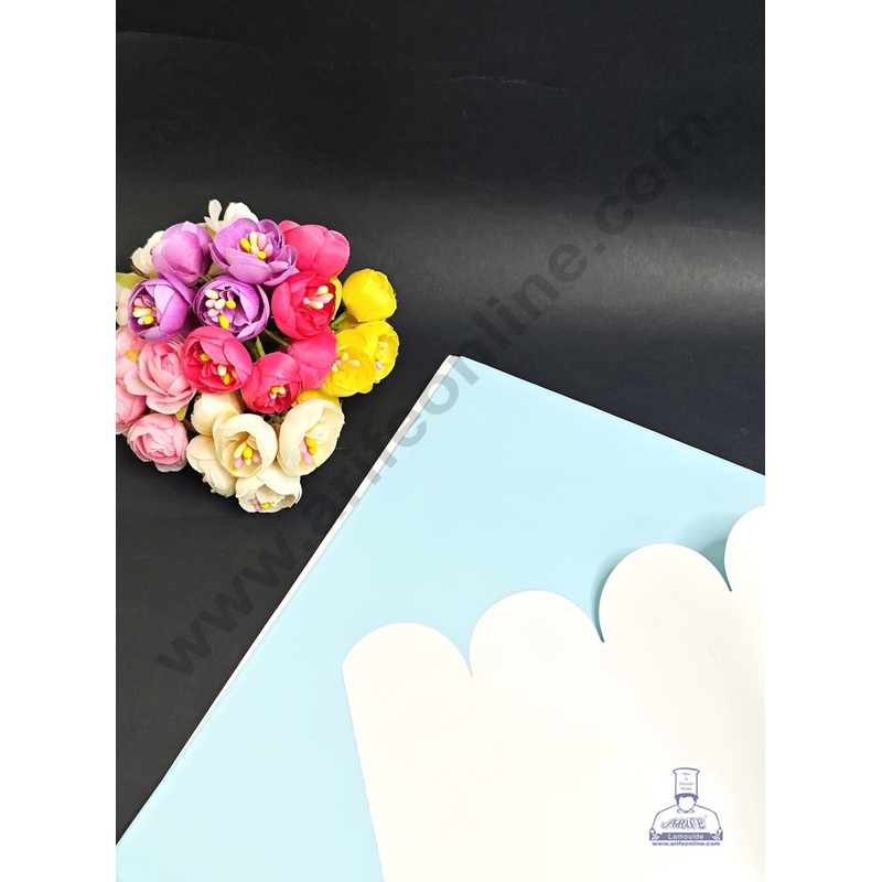 Unique Rose Petal Scallop Design  Korean Wrapping Sheet | Premium Flower Wrapper (Light Blue)- CAKE DECOR