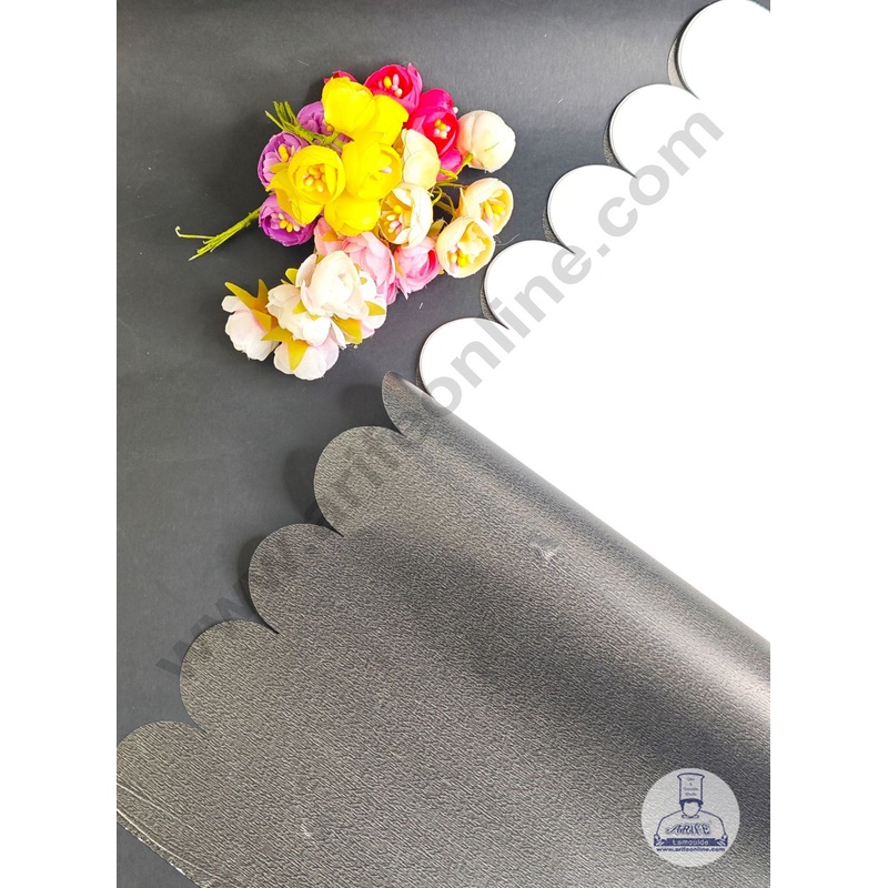 Unique Rose Petal Scallop Design  Korean Wrapping Sheet | Premium Flower Wrapper (White & Grey)- CAKE DECOR