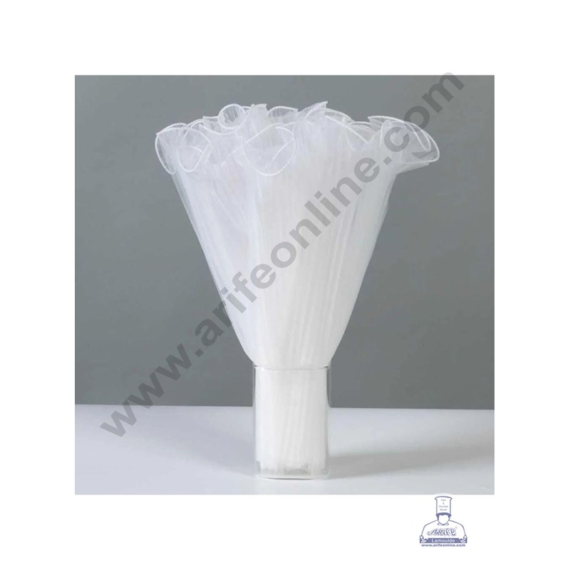 White Wrinkled Flower Wave Wrapping Mesh - CAKE DECOR