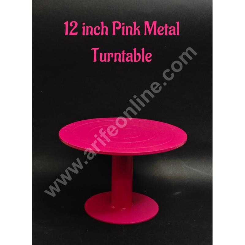 360 Rotating Pink Metal Turntable Cake Turntable (12 Inch) - Heavy - CAKE DECOR