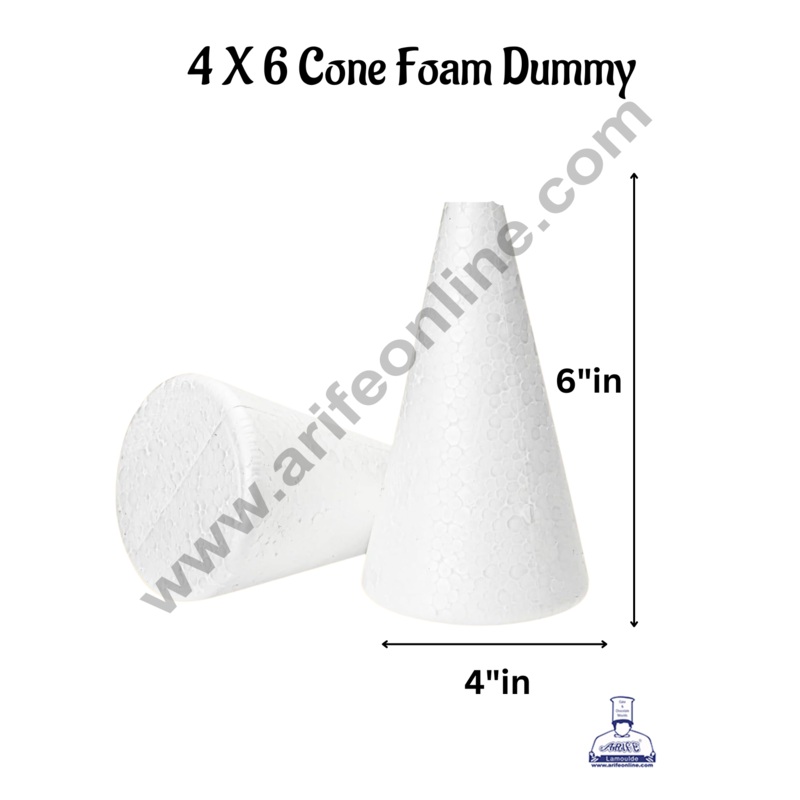 4 Inch Cone Cake Dummy - Dia 4" x H 6"(1 pc)- CAKE DECOR