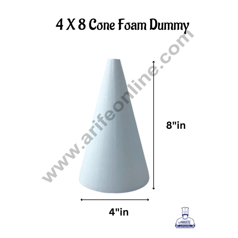 4 Inch Cone Cake Dummy - Dia 4" x H 8"(1 pc)- CAKE DECOR