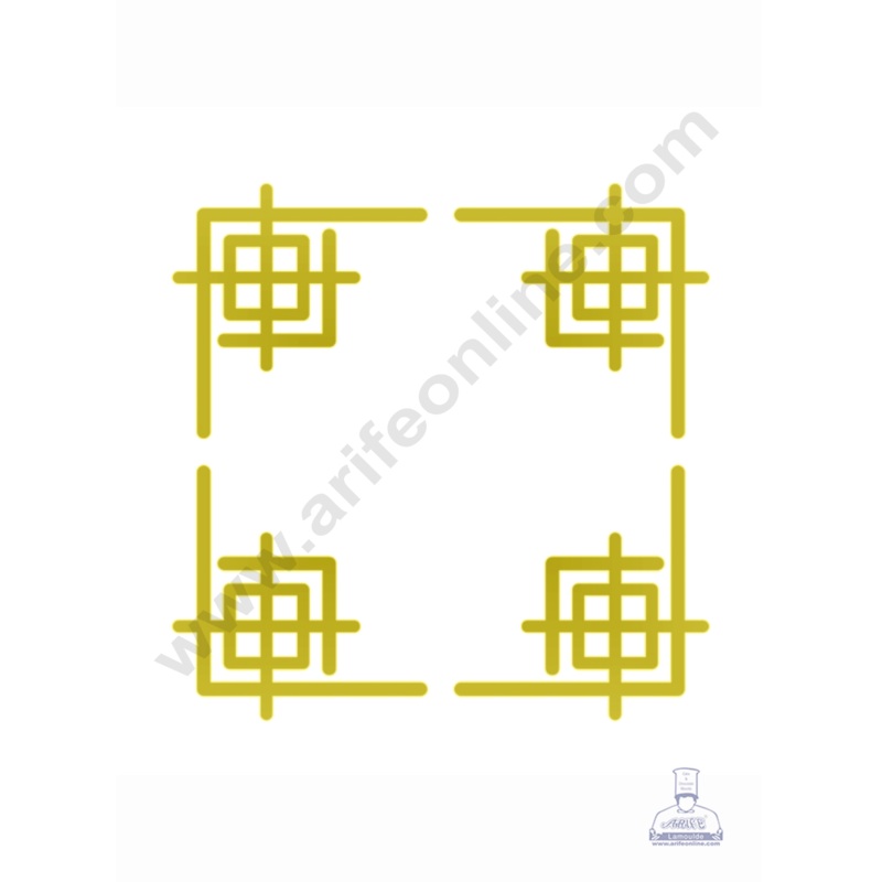 4 pcs Golden Acrylic Corner Cutout Topper - CAKE DECOR  DESIGN 4