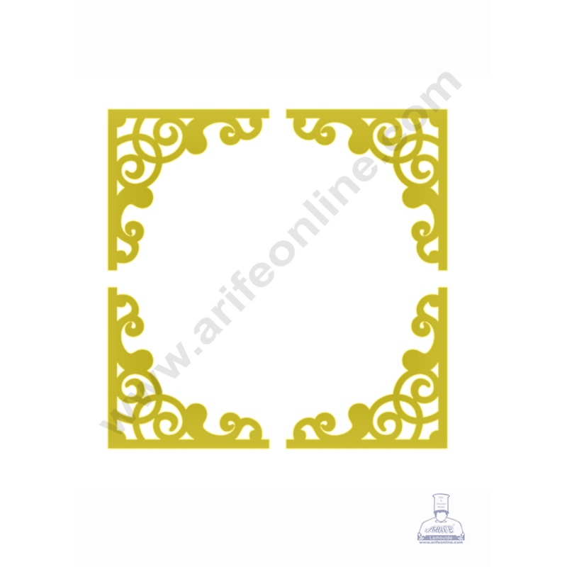 4 pcs Golden Acrylic Corner Cutout Topper - CAKE DECOR  DESIGN 5