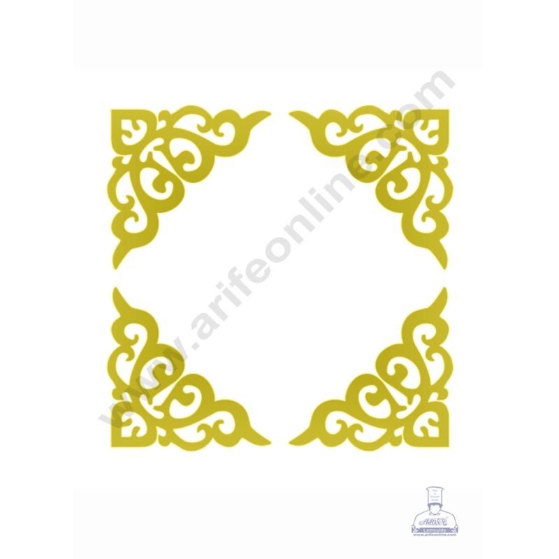 4 pcs Golden Acrylic Corner Cutout Topper - CAKE DECOR  DESIGN 8