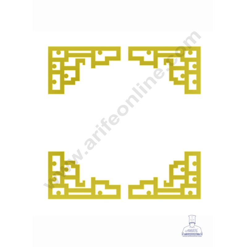 4 pcs Golden Acrylic Corner Cutout Topper - CAKE DECOR  DESIGN 9