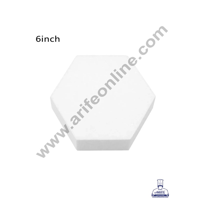 6 Inch Hexagon Cake Dummy - Dia 6" x H 4"(1 pc)- CAKE DECOR
