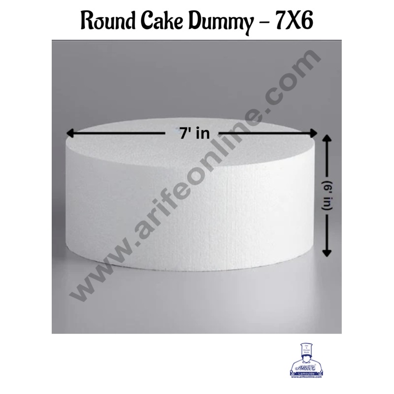 7 Inch Round Cake Dummy - Dia 7" x H 6" (1 pc)- CAKE DECOR