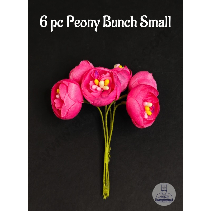 CAKE DECOR  Small Peony Artificial Flower Bunch For Cake Decoration  Dark Pink ( 6 pc pack )