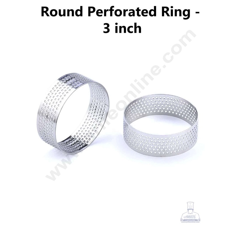 CAKE DECOR Stainless Steel Perforated Round Tart Cake Ring - 3 Inch