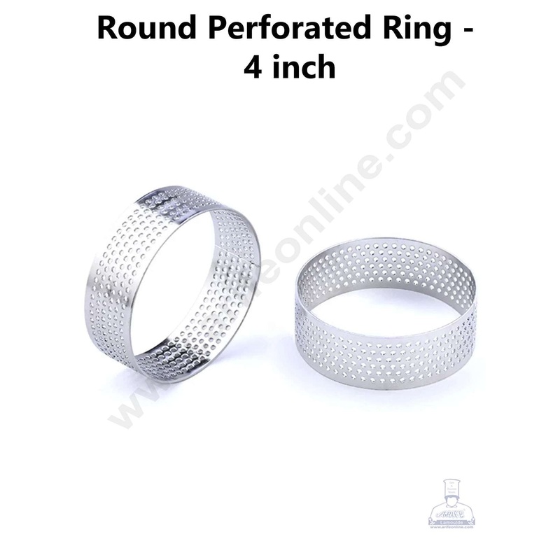 CAKE DECOR Stainless Steel Perforated Round Tart Cake Ring - 4 Inch