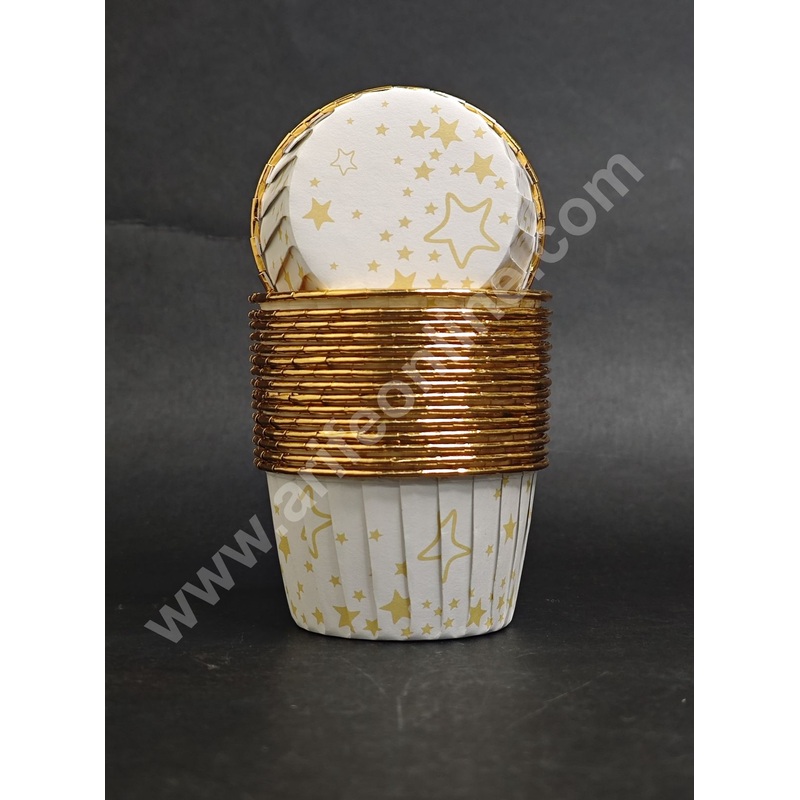 Cake Decor Star Design Plastic Baking Cup Direct Bakeable Paper Muffin Cups -  White (50 Pc)