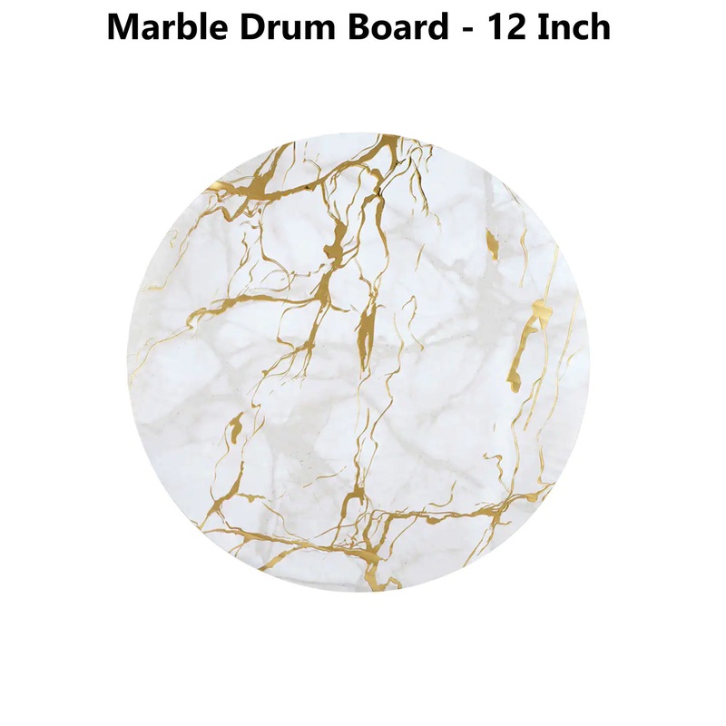 CAKE DECOR White Marble Round Drum Cake Board Cake Base - 12 Inch