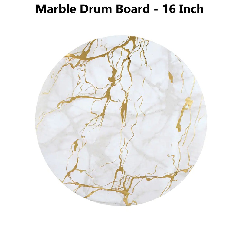 CAKE DECOR White Marble Round Drum Cake Board Cake Base - 16 Inch