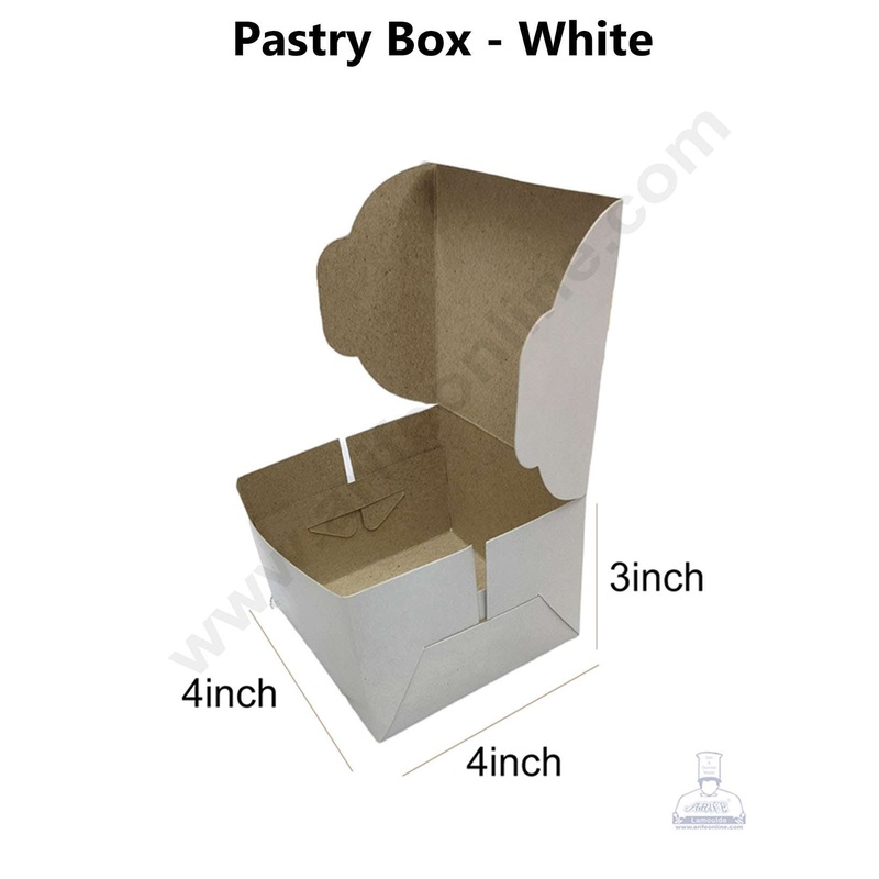CAKE DECOR White Pastry Box - 4x4x3( Pack of 10 Pcs )