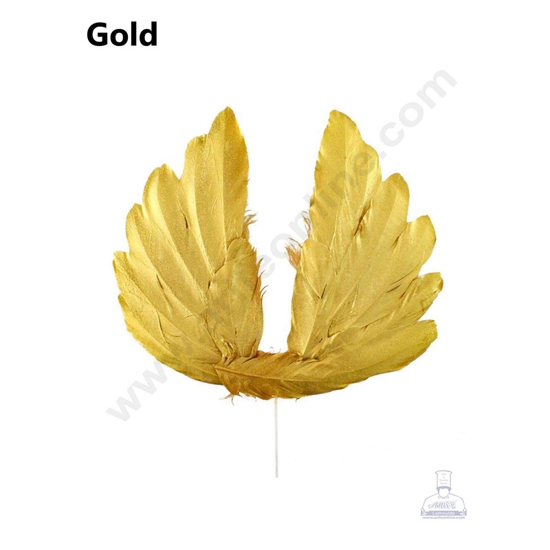 CAKE DECOR Wing Feather Topper For Cake Decorations - Gold( 1 pc Pack )