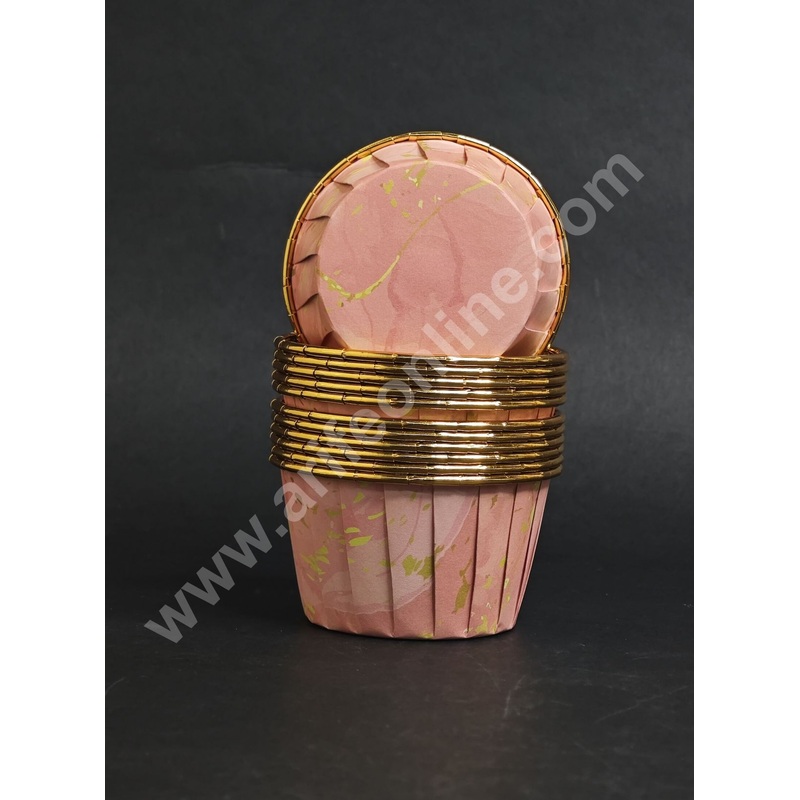 Cake DecorMarble Design Peach Plastic Baking Cup Direct Bakeable Paper Muffin Cups -  Peach (50 Pc)