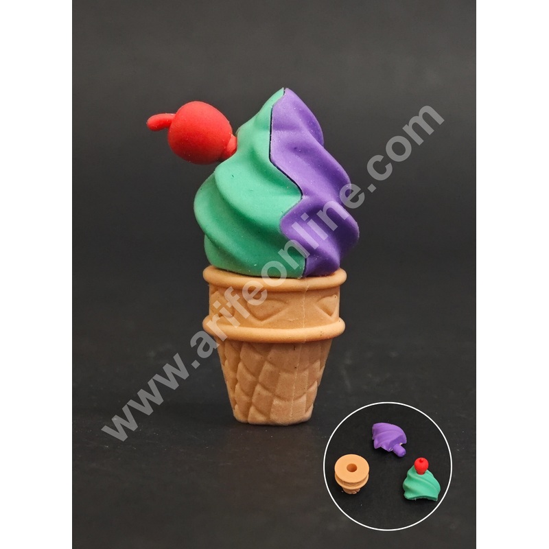 Mini Ice cream With Toppings Rubber Cake Topper - 1 Pc -CAKE DECOR