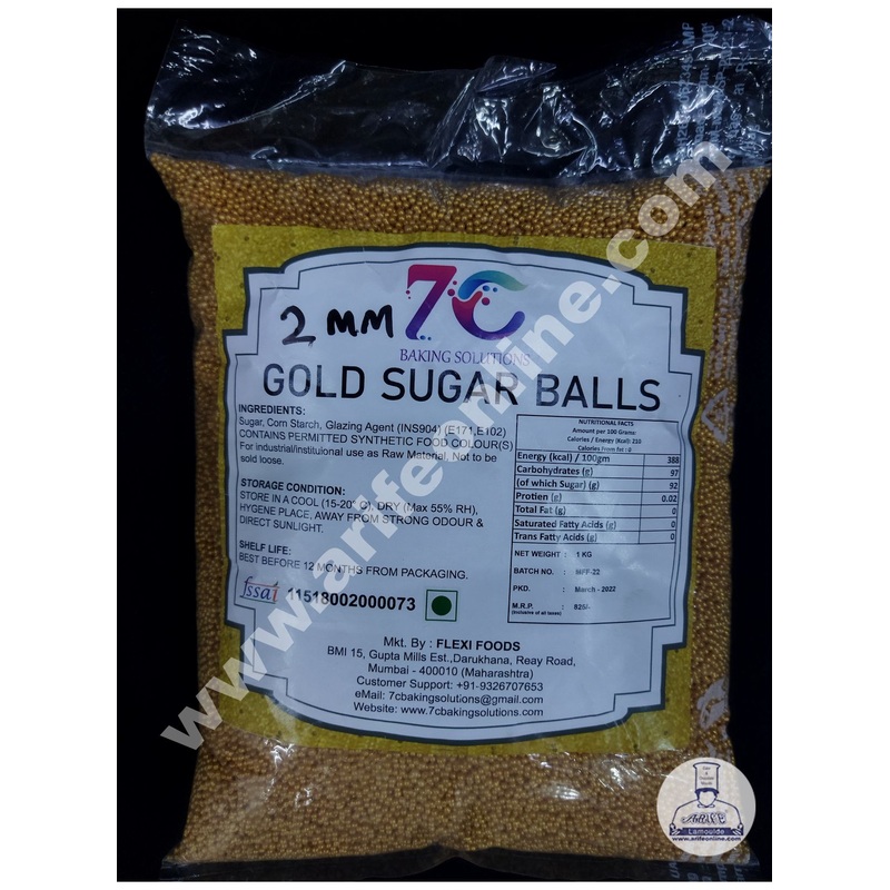 7C Gold Sugar Ball Sprinkles 2mm - 1KG