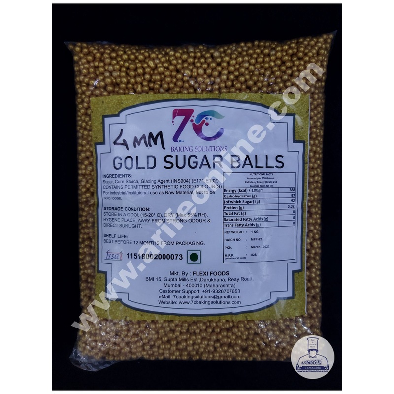 7C Gold Sugar Ball Sprinkles 4mm - 1KG