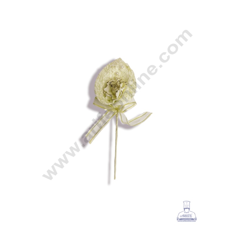 Cake Decor  1 Pc Big Foam Arum Lilly With Glitter Rose  Light Gold