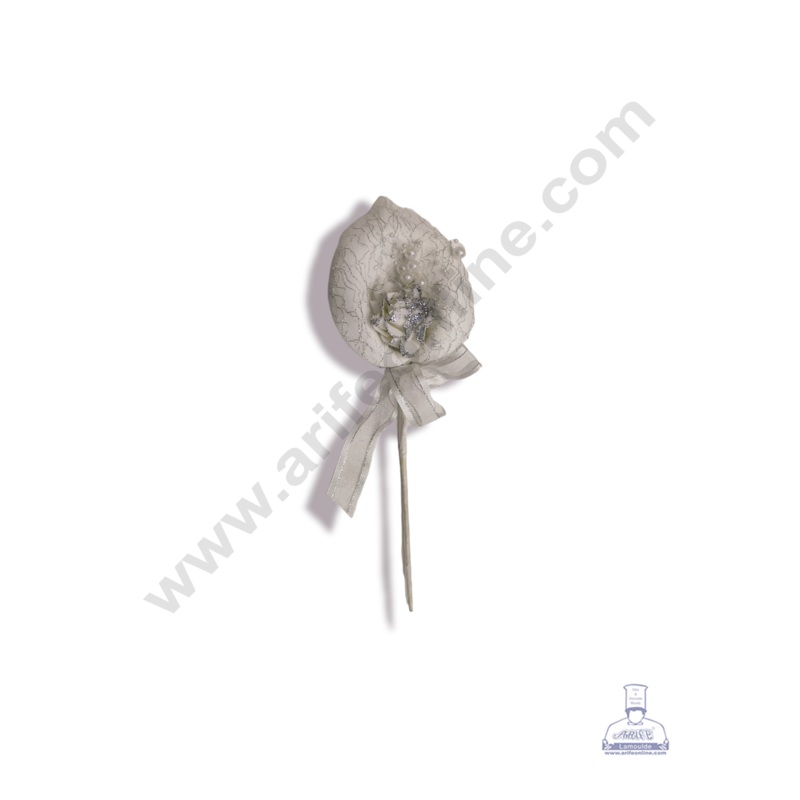 Cake Decor  1 Pc Big Foam Arum Lilly With Glitter Rose  White