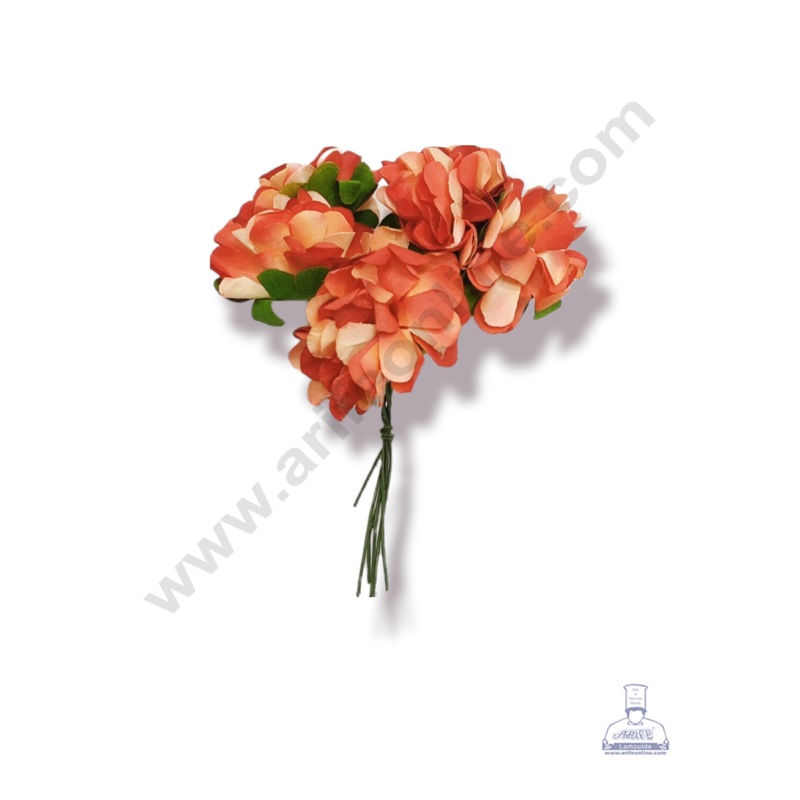 Cake Decor  6 Pcs Small Paper Flower  Red