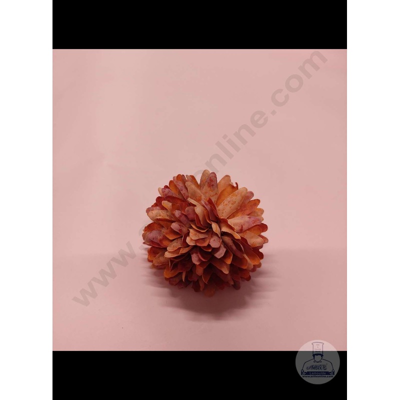 Cake Decor  Big Dahlia Artificial Flower For Cake Decoration  Orange( 1 pc pack )