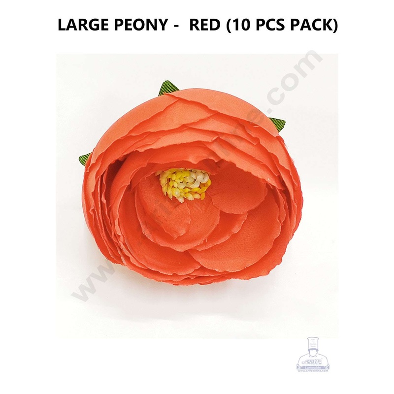 Cake Decor  Large Peony Artificial Flower For Cake Decoration  Red( 10 pc pack )