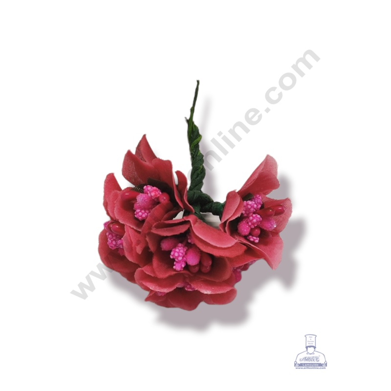 Cake Decor  Medium Blossom Flower With Pollen Bunch of 6 Pcs  Pink
