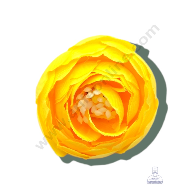 Cake Decor  Medium Peony Artificial Flower For Cake Decoration  Yellow ( 10 pc pack )