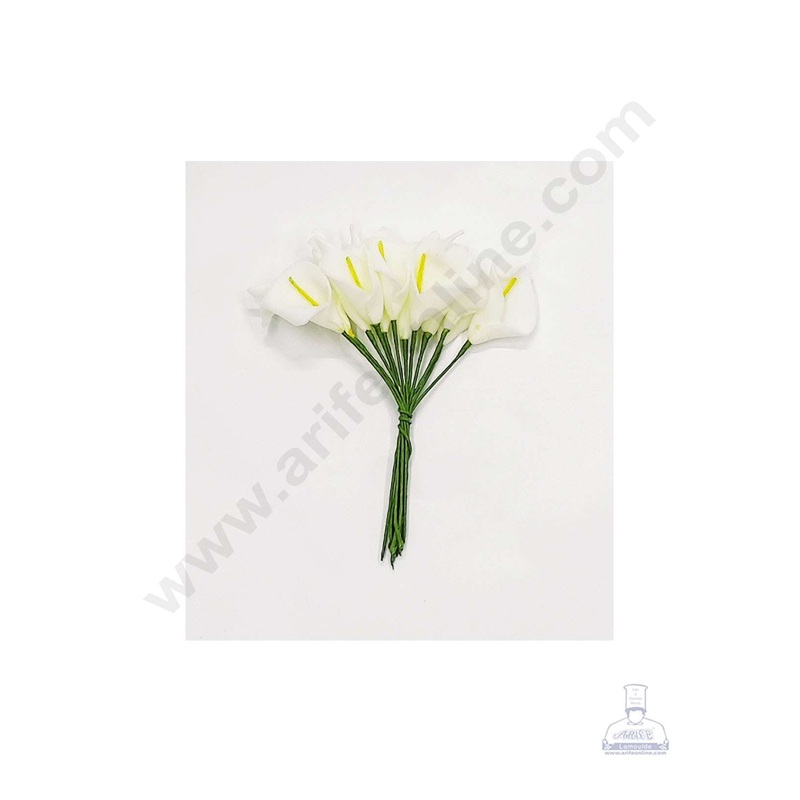 Cake Decor Small Lilly Foam Bunch Artificial Flower For Cake Decoration  White ( 1 Bunch )