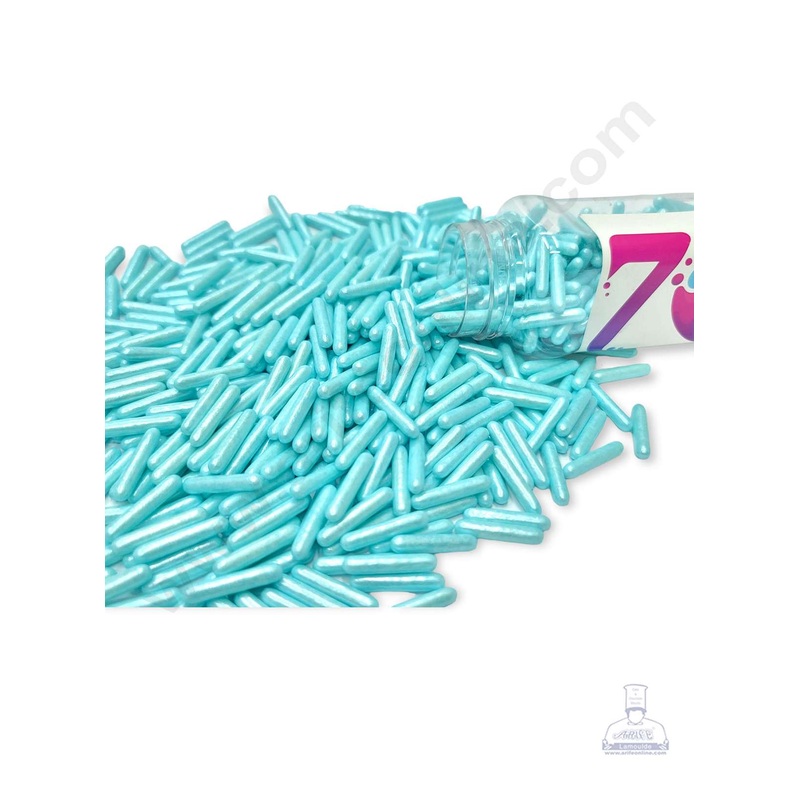 CAKE DECOR Sugar Candy - Blue Pearlescent Rod Jimmies Sprinkles and Candy - 100 gm