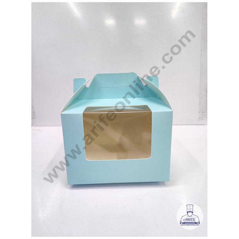 Cake Decor Small Cake Box Cupcake Box Blue Paper Boxes - 6 x 6 x 4 inch (10 Pieces)