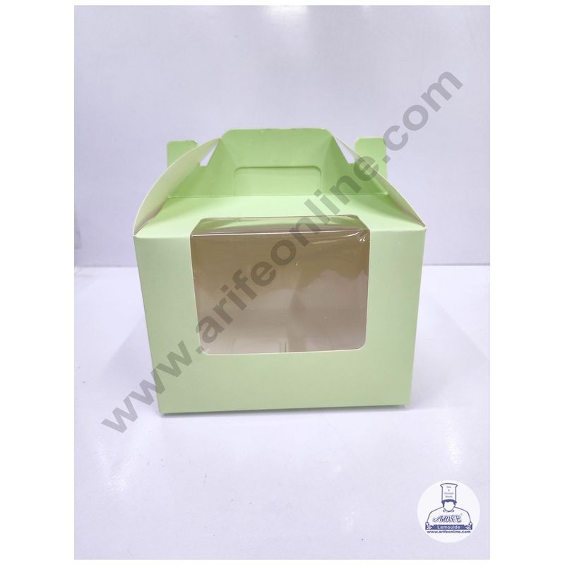 Cake Decor Small Cake Box Cupcake Box Green Paper Boxes - 6 x 6 x 4 inch (10 Pieces)