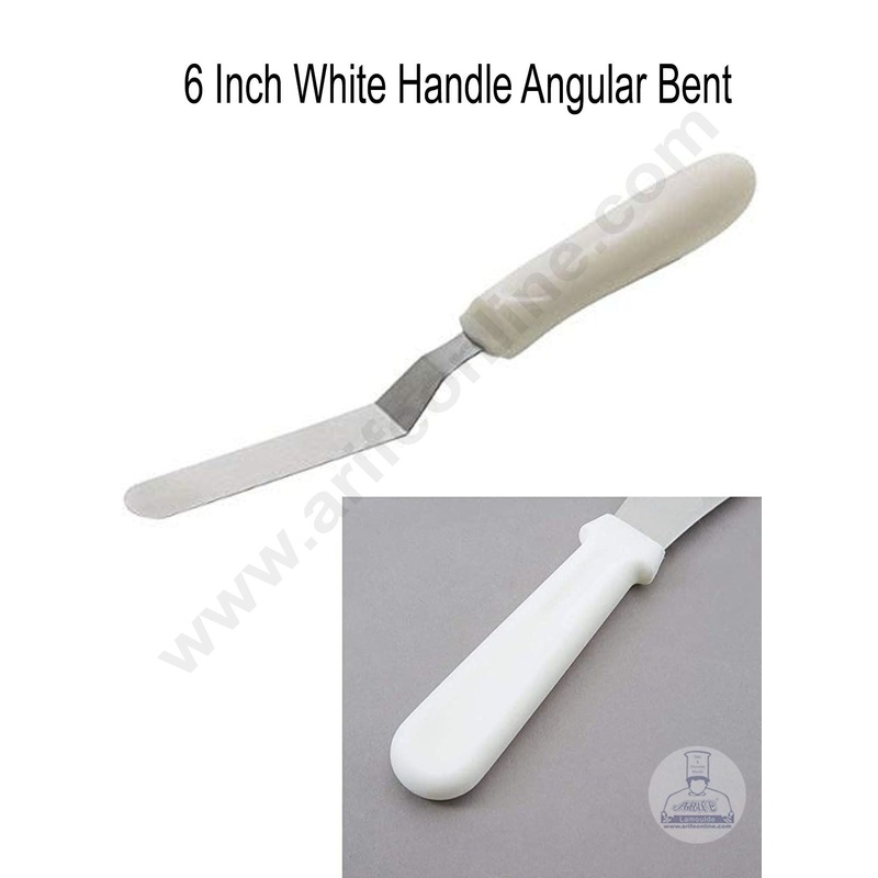 Cake Decor White Handle Stainless Steel Cake Angular Bent Palette Knife Icing Spatula - 6 inch
