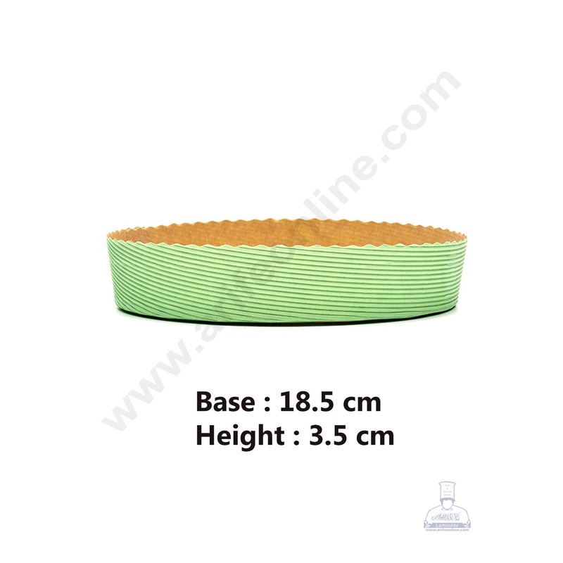 Novacart Bake & Serve Paper Baking Mould By Cake Decor - Round Cake Mould 10 Pcs (SBG9F-18.5x3.5-Green)