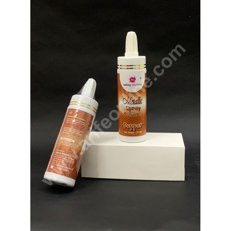7C Edible Puff Colour Food Colour Powder Spray for Cakes Decoration - Copper ( 25 gm )