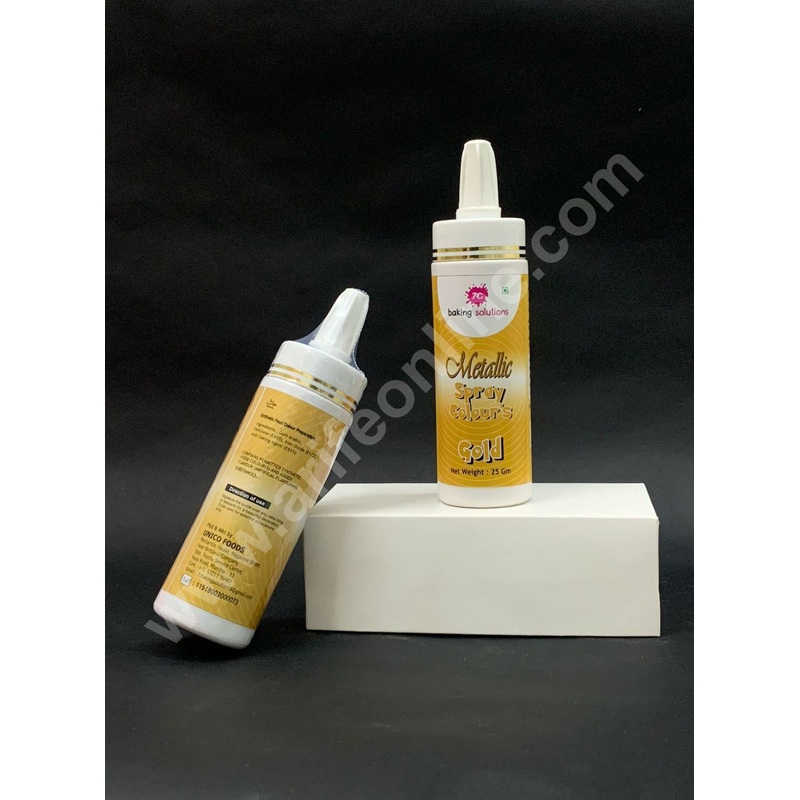 7C Edible Puff Colour Food Colour Powder Spray for Cakes Decoration - Gold ( 25 gm )