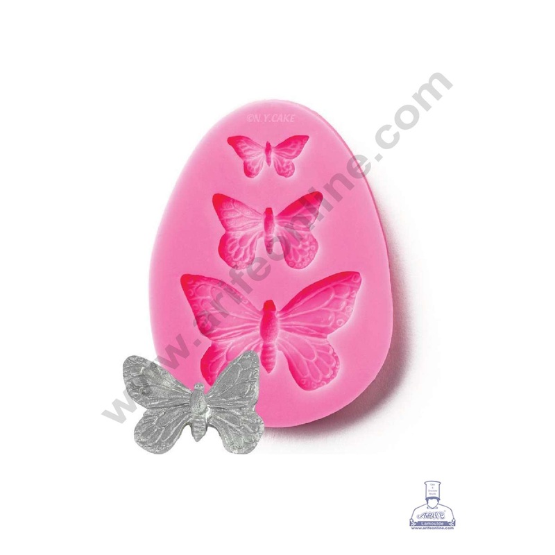 Cake Decor Silicone 3 Cavity Butterfly Shape Pink Fondant Marzipan Mould