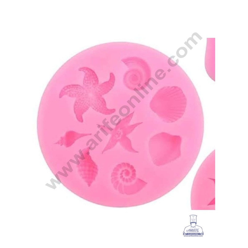 Cake Decor Silicone 8 Cavity Sea Shell Shape Pink Fondant Marzipan Mould
