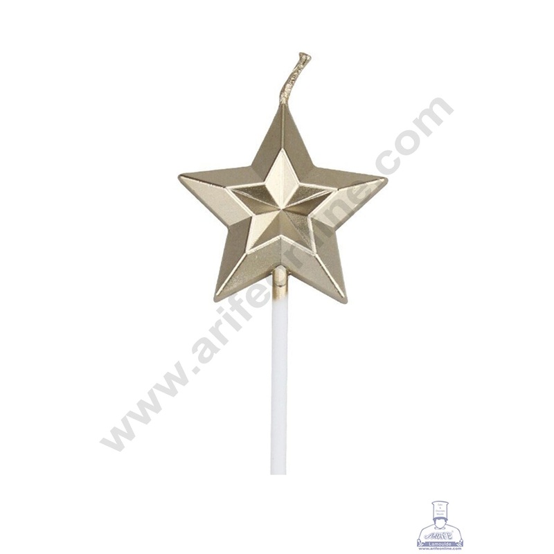 Cake Decor Star Theme Candle for Party Decoration for Cake and Cupcake - Bronze - Set of 1 Pc