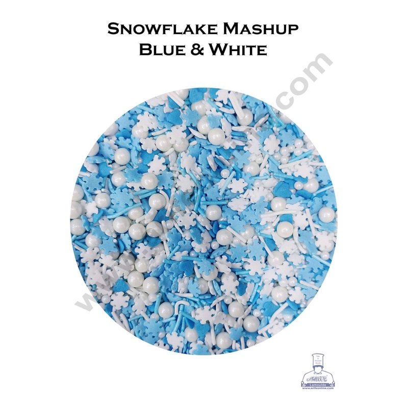 CAKE DECOR Sugar Candy - Fancy Sprinkles Mix Vermicelli Mix Ball and Snowflake Confetti Sprinkles and Candy - 500 gm