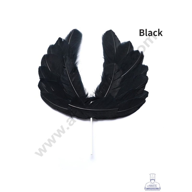 Cake Decor Wing Feather Topper For Cake Decorations - Black ( 1 pc Pack )