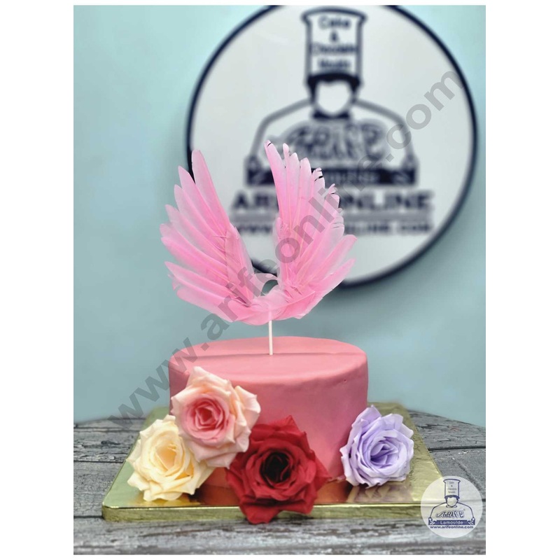 CAKE DECOR Wing Feather Topper For Cake Decorations - Pink ( 1 pc Pack )