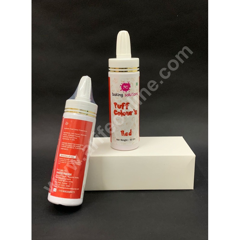 7C Edible Puff Colour Food Colour Powder Spray for Cakes Decoration - Red ( 50 gm )