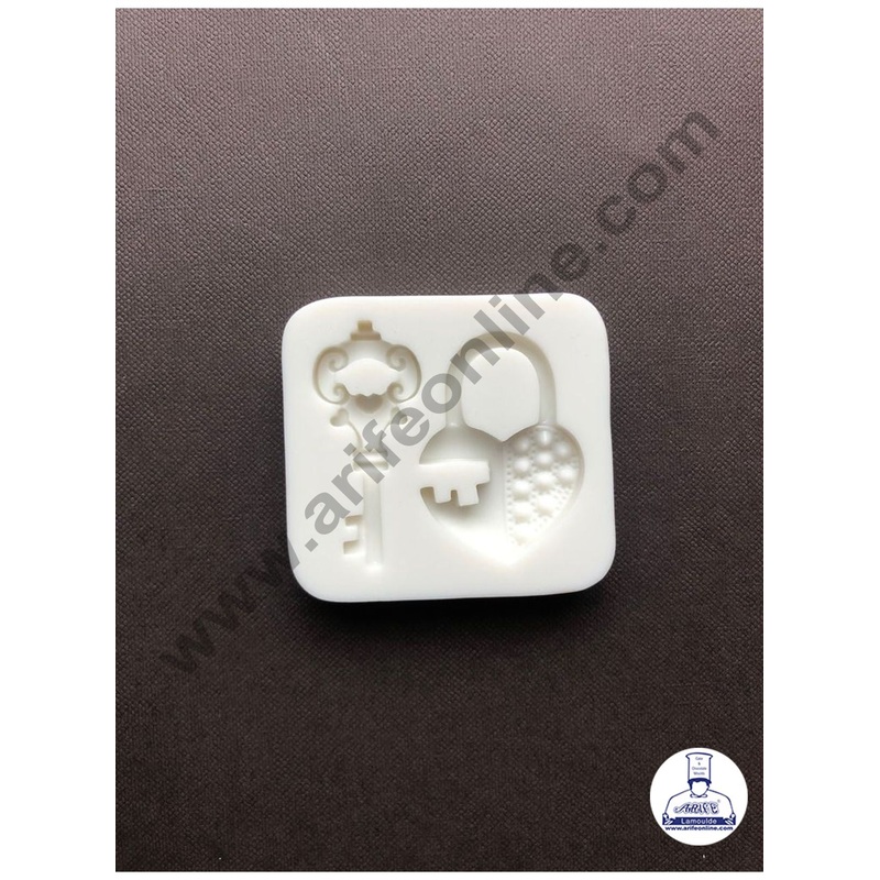 Cake Decor Silicone 2 Cavity Lock and Key Fondant Marzipan Mould